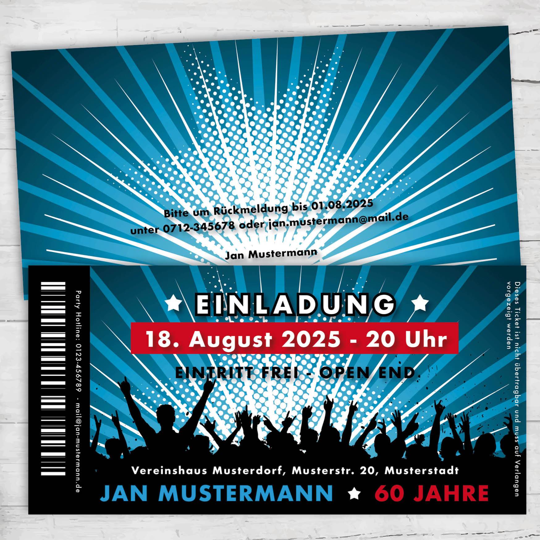 Einladung zum 60. Geburtstag: Ticket Individuelle Einladung